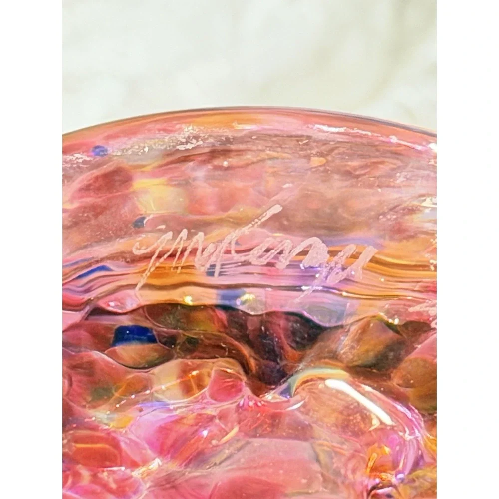 Beautiful Hand Blown Glass Bowl With Signature Dated 2003 6